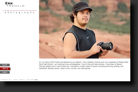 Erik Trujillo Photography website design - web image 2 - by Sedona AZ Website Design Company IIIXIII